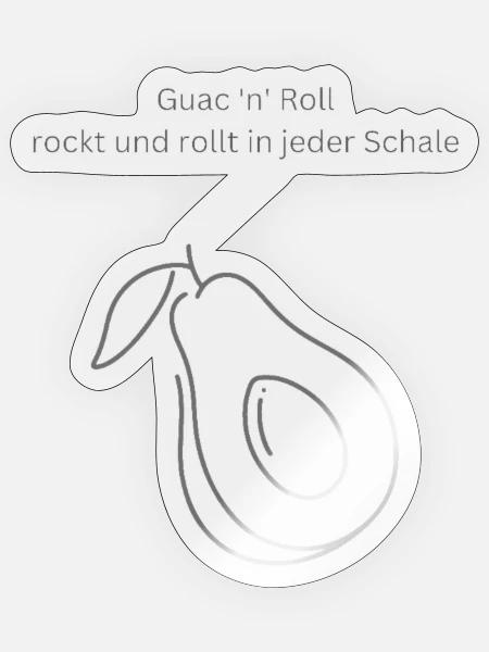 Avocado - Rock´n´Roll - Sticker Größe S (10 x 10 cm) - Transparent glänzend