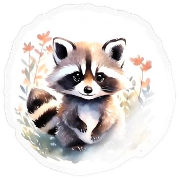 Waschbär Aquarell - Sticker Größe S (10 x 10 cm) - Transparent glänzend - Vorne