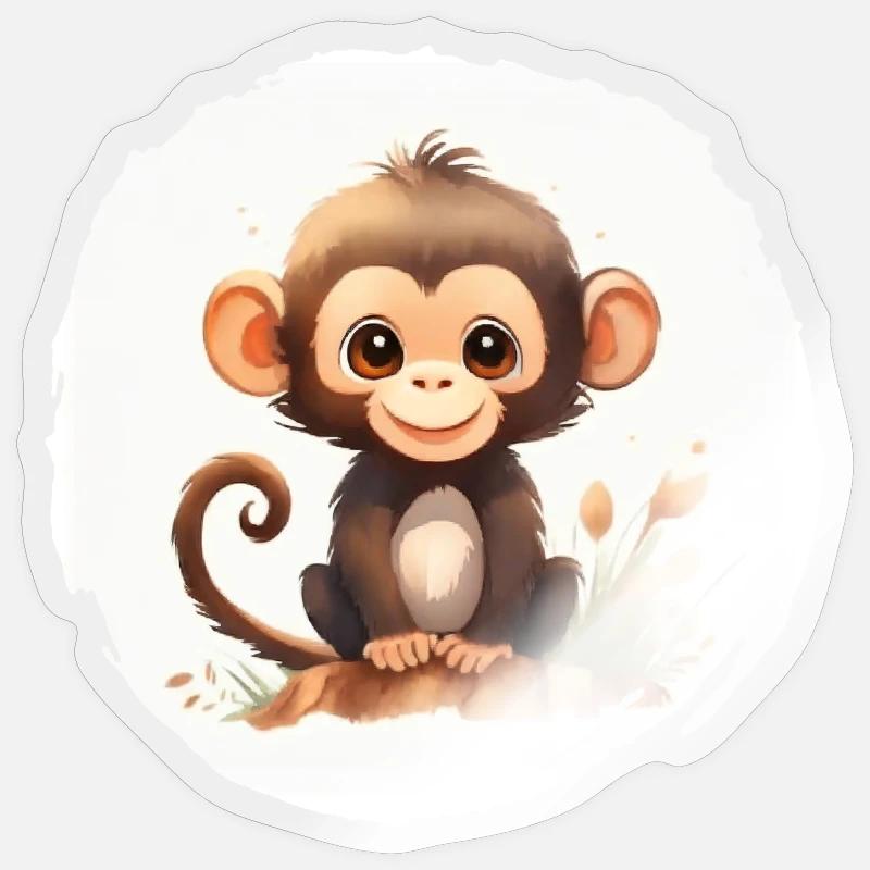 Affe Aquarell - Sticker Größe S (10 x 10 cm) - Transparent glänzend