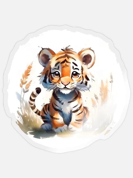 Tiger Aquarell - Sticker Größe S (10 x 10 cm) - Transparent glänzend