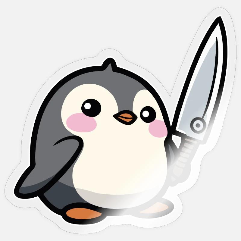 Drôle de pingouin - Sticker taille S (10 x 10 cm) - brillant transparent