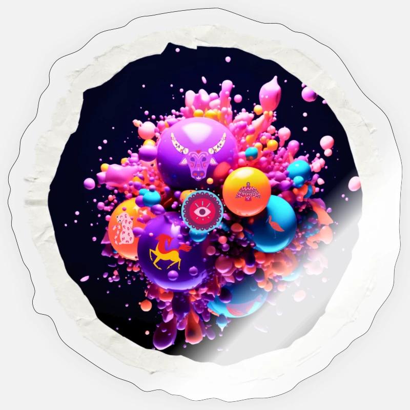 Bulles funky cosmiques - Sticker taille S (10 x 10 cm) - brillant transparent