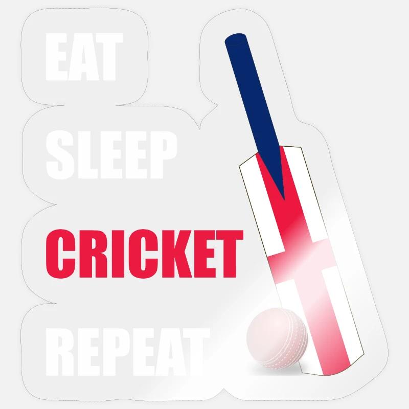 Manger Sommeil Cricket Répéter Angleterre Drapeau Cricket Batte Sticker taille S (10 x 10 cm)