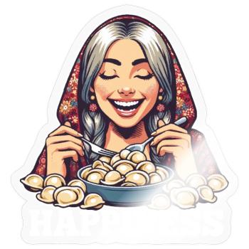 Pelmeni Glück Geschenk - Sticker Größe S (10 x 10 cm) - Transparent glänzend - Vorne