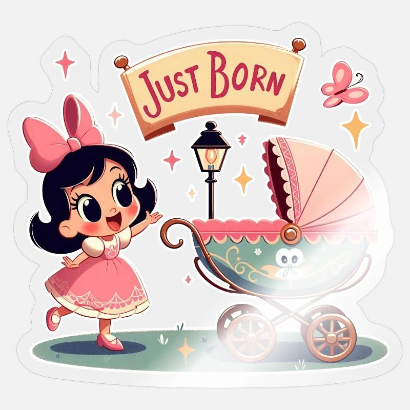 Gerade geborenes Mädchen - Sticker Größe S (10 x 10 cm) - Transparent glänzend