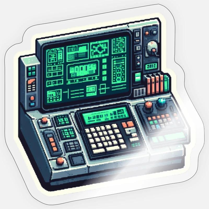 Retro Computer Console Neon Sticker Größe S (10 x 10 cm)