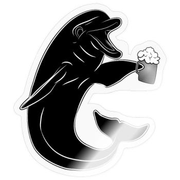 Party Dolphin with Beer on the Beach - Festival in October - Sticker size S (10 x 10 cm) - transparent glossy - Front