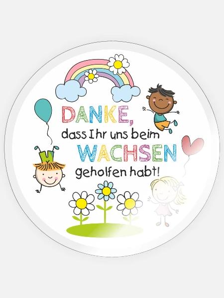 Danke fürs Wachsen – Kinderfreundliches Design - Sticker Größe S (10 x 10 cm) - Transparent glänzend