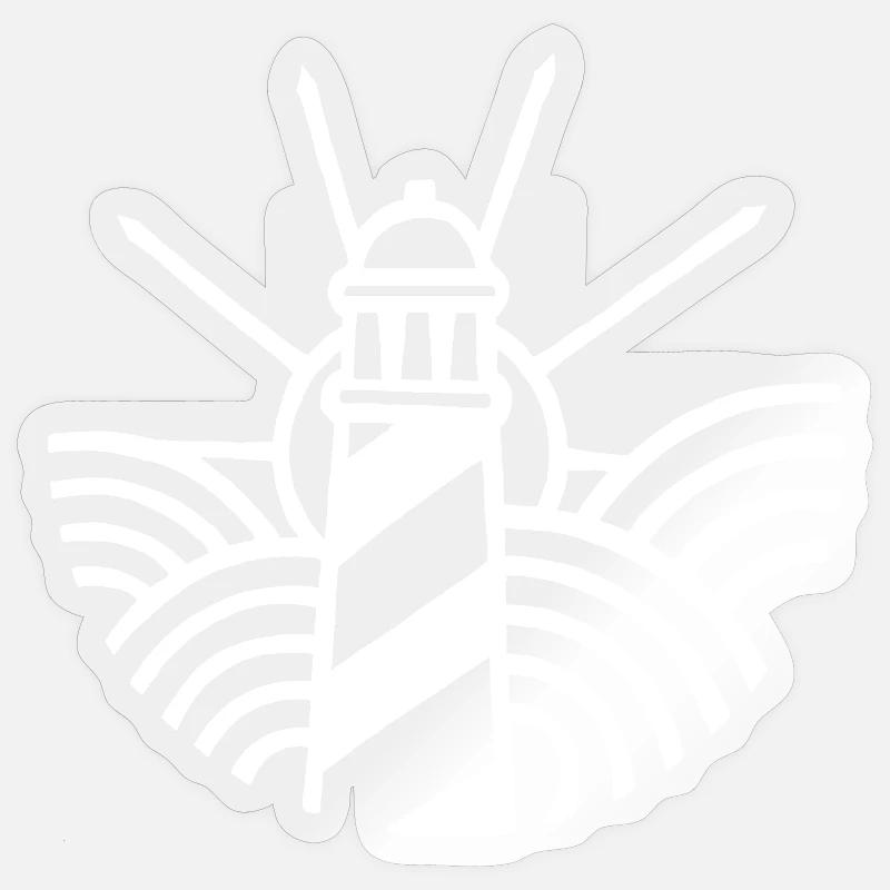 Le phare blanc et l'océan - Sticker taille S (10 x 10 cm) - brillant transparent