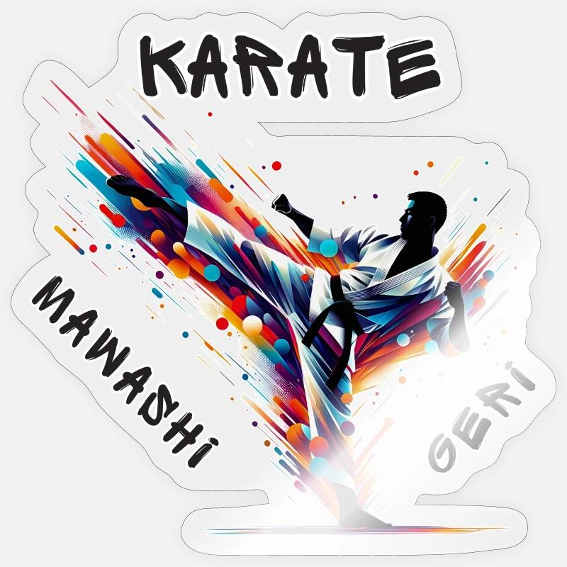 Karate Mawashi Geri - Sticker Größe S (10 x 10 cm) - Transparent glänzend