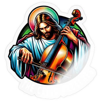 Das Cello predigt Jesus Christus - Sticker Größe S (10 x 10 cm) - Transparent glänzend - Vorne