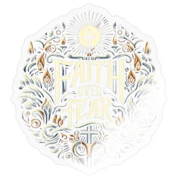 Glaube über Angst Ornament - Sticker Größe S (10 x 10 cm) - Transparent glänzend - Vorne