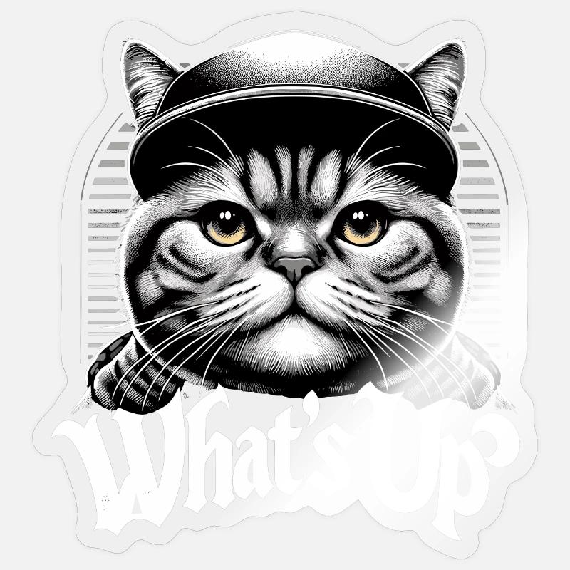 BKH Britisch Kurzhaar Katze getigert Was geht ab - Sticker Größe S (10 x 10 cm) - Transparent glänzend