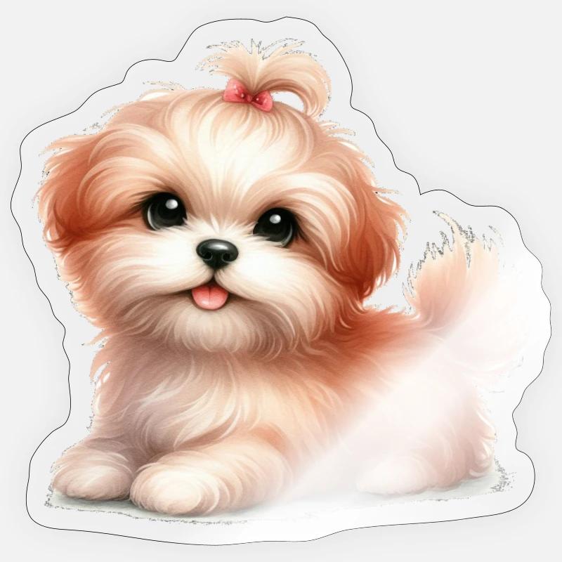 Süßer Hund Sticker Größe S (10 x 10 cm)