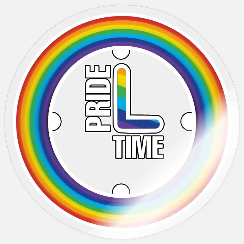 Rainbow Pride Ring Clock - Sticker size S (10 x 10 cm) - transparent glossy