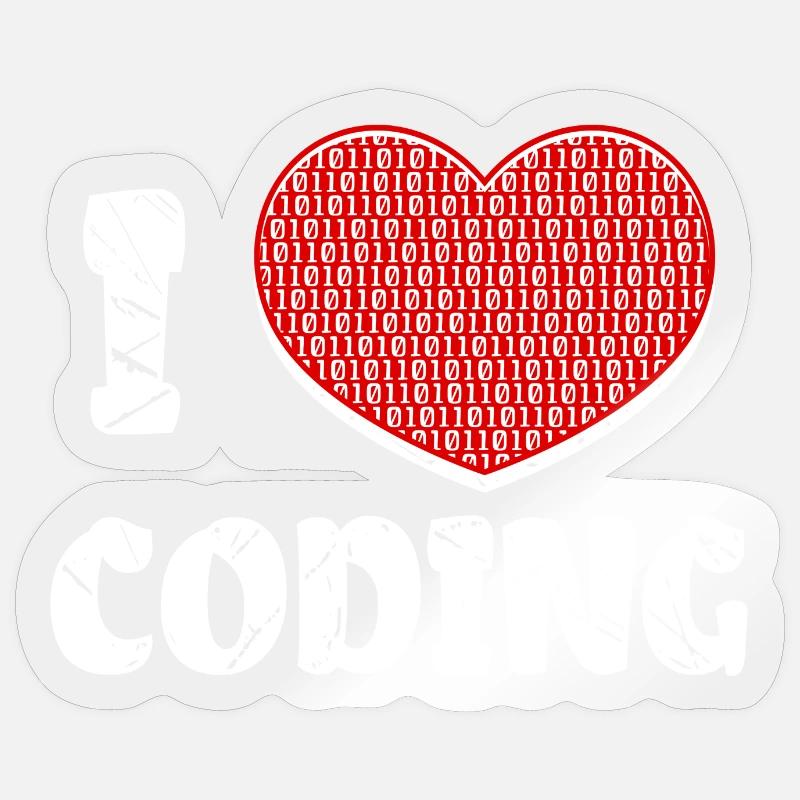Développeur Heart Coding Statement Programmeur Sticker taille S (10 x 10 cm)
