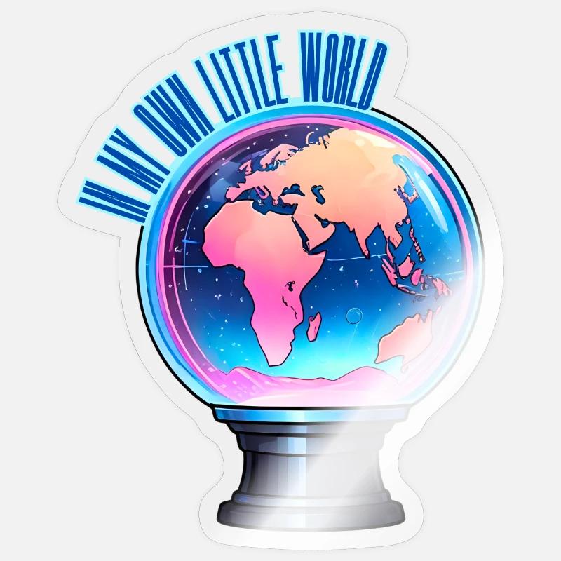 Dans mon petit monde - Sticker taille S (10 x 10 cm) - brillant transparent