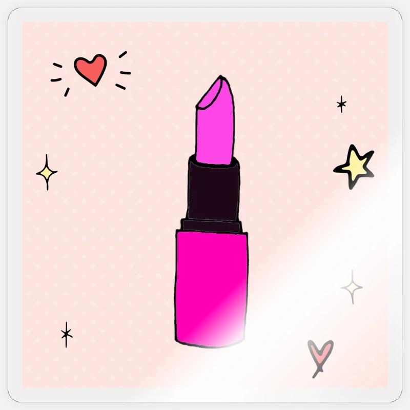 Pink Doodle Glossy Lipstick Sticker size S (10 x 10 cm)