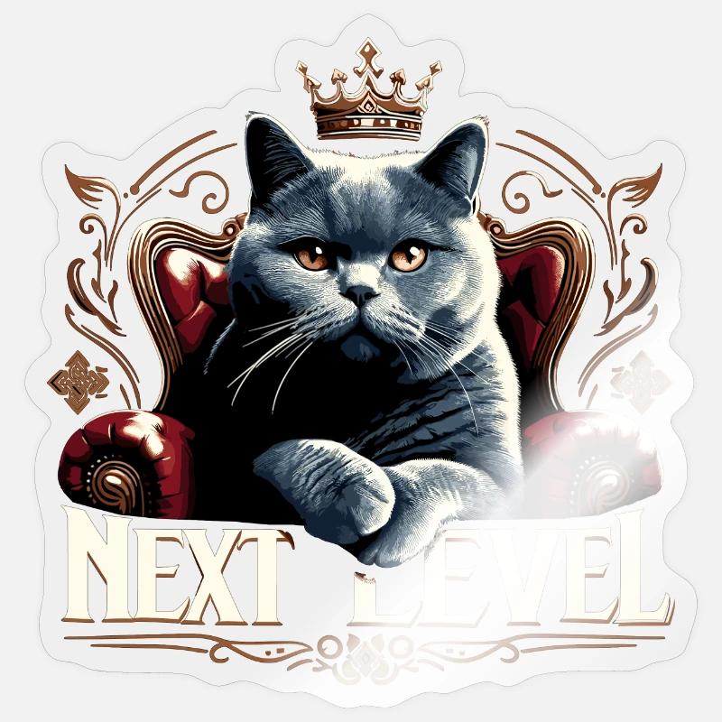 BKH Britisch Kurzhaar Blue Katze Königssessel - Sticker Größe S (10 x 10 cm) - Transparent glänzend