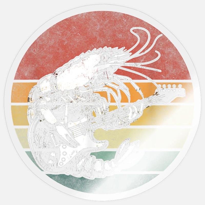 Crayfish Rock Sunset Guitar - Sticker size S (10 x 10 cm) - transparent glossy