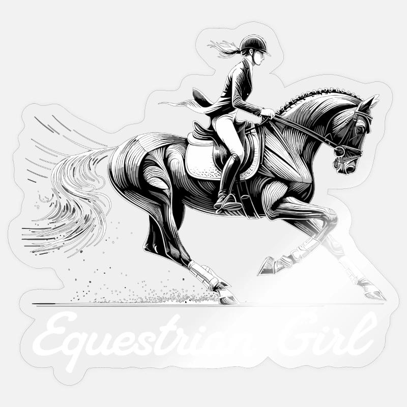 Reiterin Pferd Mädchen Pferdemädchen Geschenk - Sticker Größe S (10 x 10 cm) - Transparent glänzend