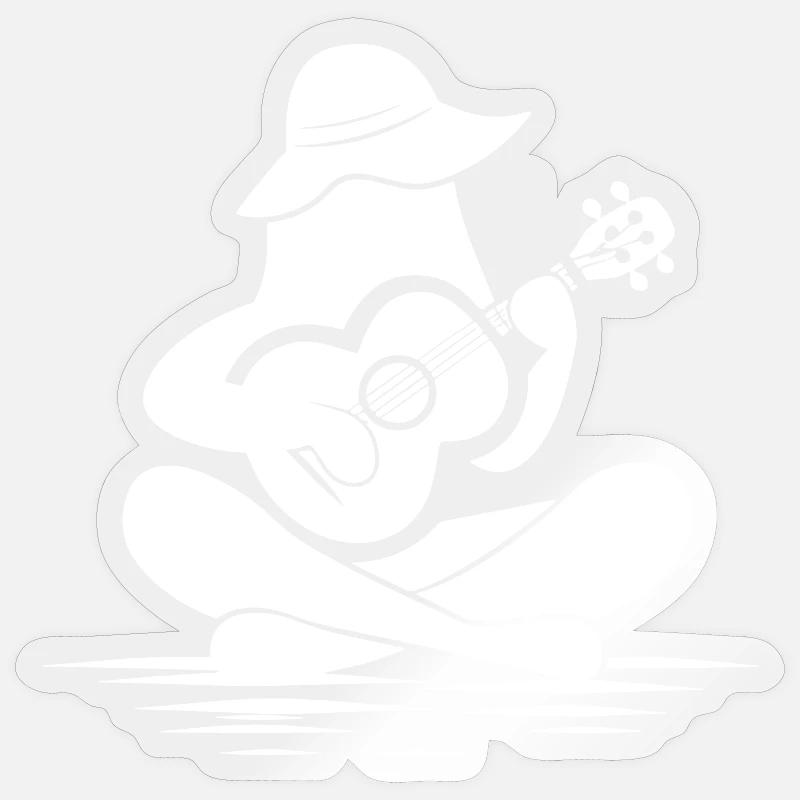 Dessin de ukulélé féminin - Sticker taille S (10 x 10 cm) - brillant transparent