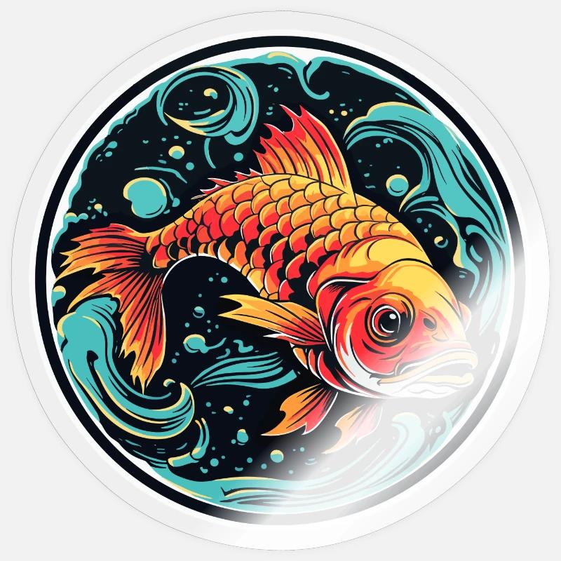 Illustration de poisson - Sticker taille S (10 x 10 cm) - brillant transparent