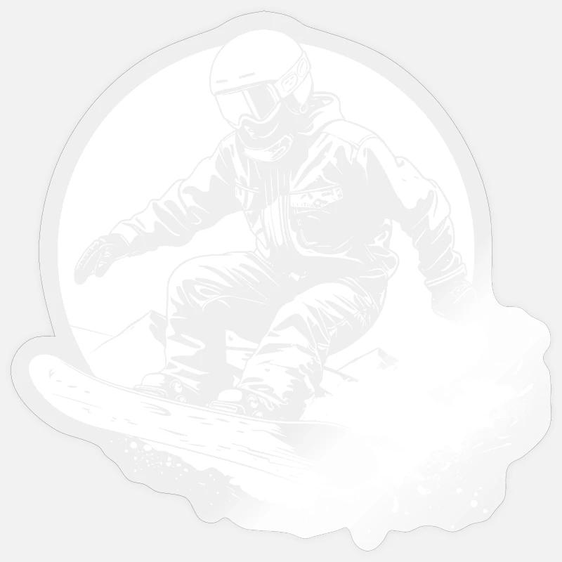 Dessin de snowboarder - Sticker taille S (10 x 10 cm) - brillant transparent
