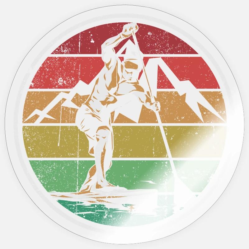 Retro Sunset Wakeboarder Circle - Sticker size S (10 x 10 cm) - transparent glossy