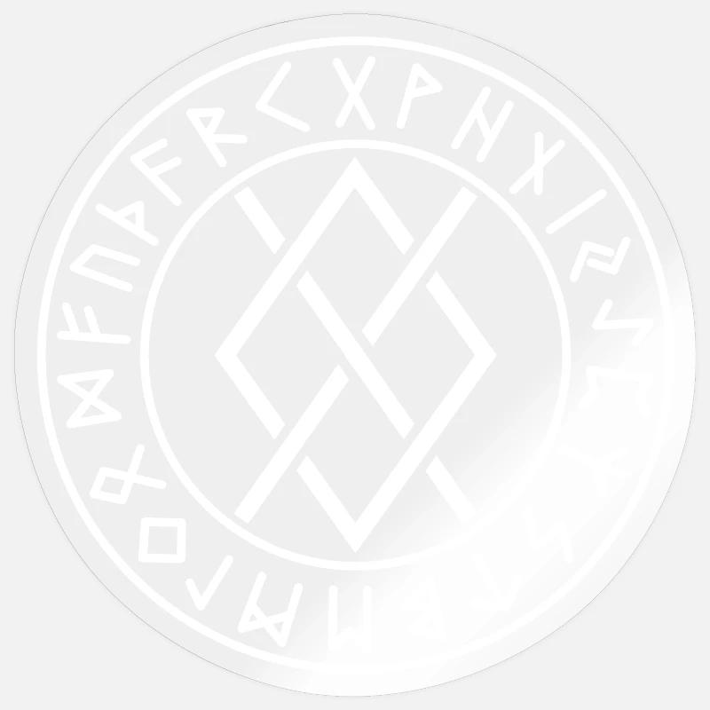 Runes cercle Gungnir blanches - Sticker taille S (10 x 10 cm) - brillant transparent