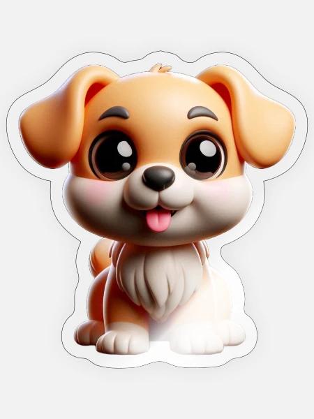 Niedlicher Welpe im Cartoon-Stil - Sticker Größe S (10 x 10 cm) - Transparent glänzend