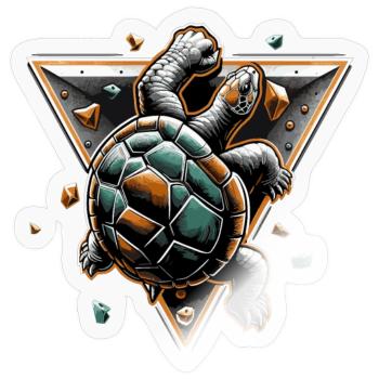 Bouldern Schildkröte Klettern Geschenk - Sticker Größe S (10 x 10 cm) - Transparent glänzend - Vorne