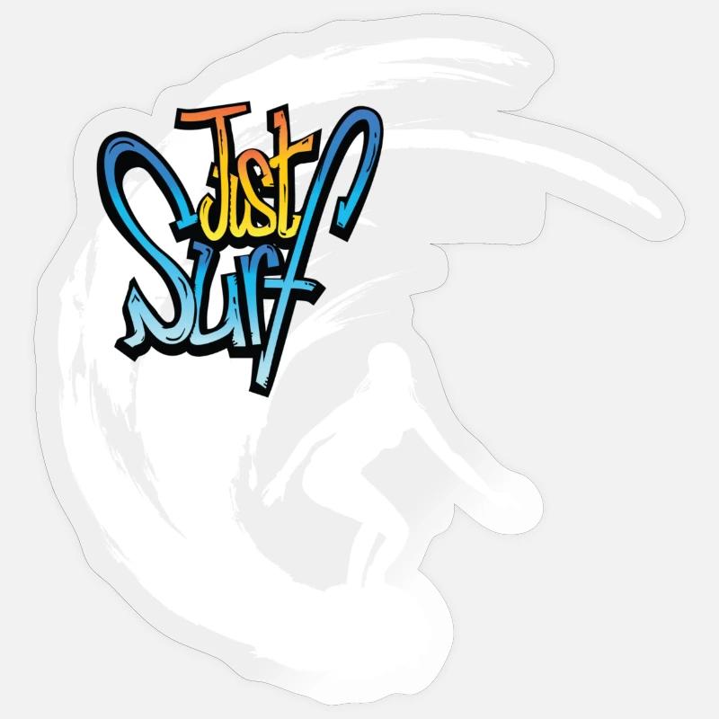 Just Surf - Sticker Größe S (10 x 10 cm) - Transparent glänzend
