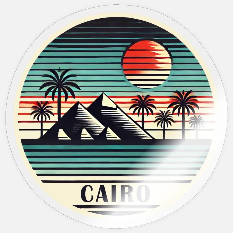Le Caire, Égypte, Pyramides, Désert Sticker taille S (10 x 10 cm)