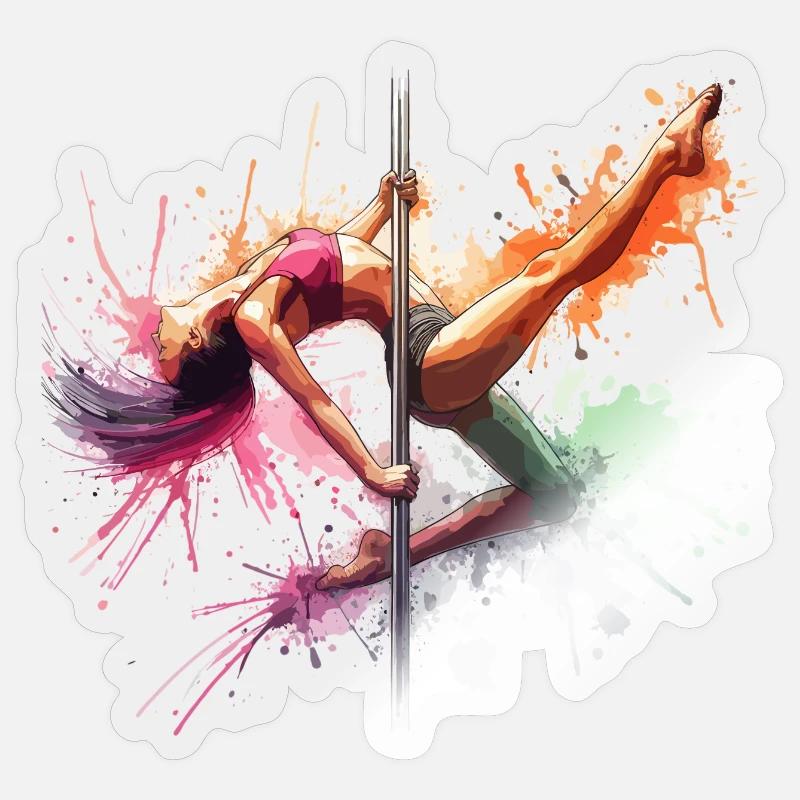 Pole Dance Dynamik Farben Poledance Geschenk - Sticker Größe S (10 x 10 cm) - Transparent glänzend