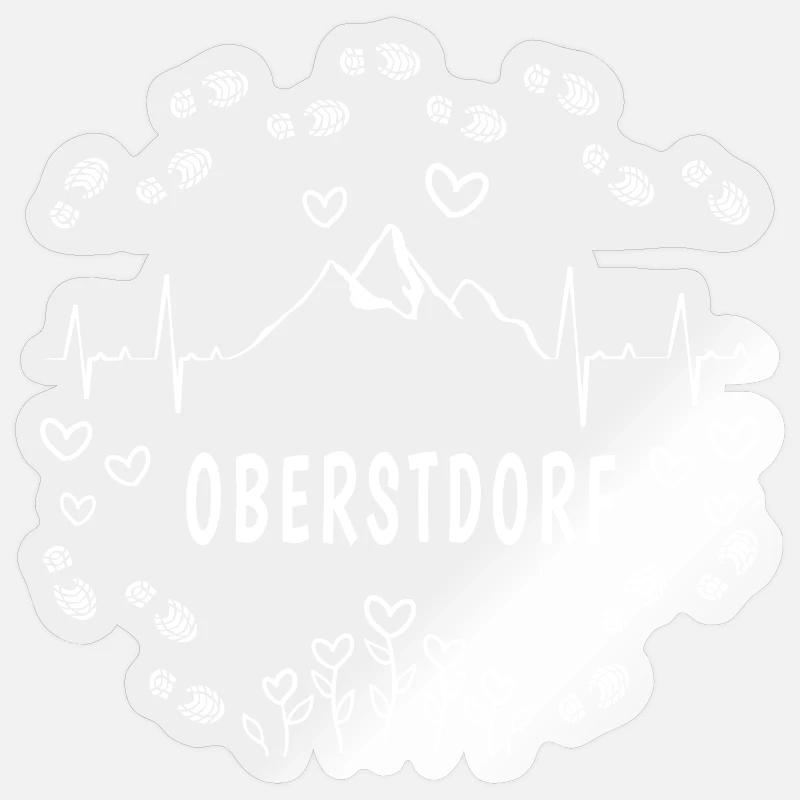 Oberstdorf Blumen Herz Berge Liebe - Sticker Größe S (10 x 10 cm) - Transparent glänzend