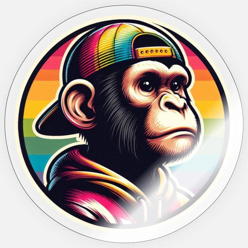 Affe Hoodie Cap Regenbogen - Sticker Größe S (10 x 10 cm) - Transparent glänzend