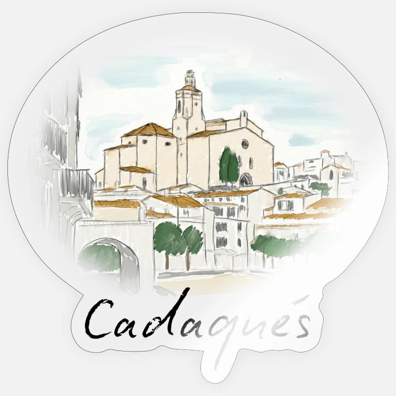 Cadaqués Aquarell - Sticker Größe S (10 x 10 cm) - Transparent glänzend