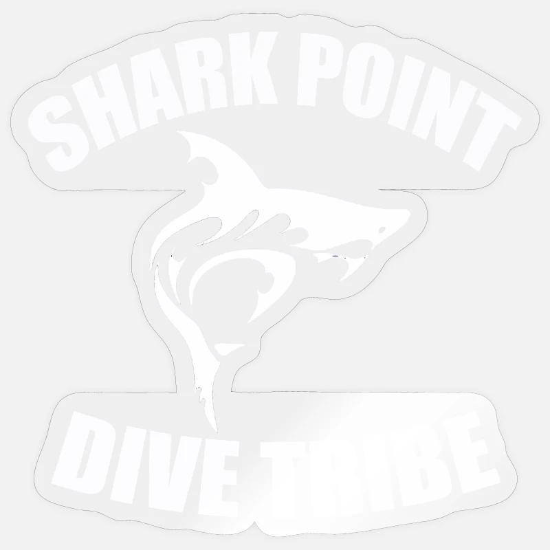 SHARK POINT DIVE TRIBE - Sticker taille S (10 x 10 cm) - brillant transparent
