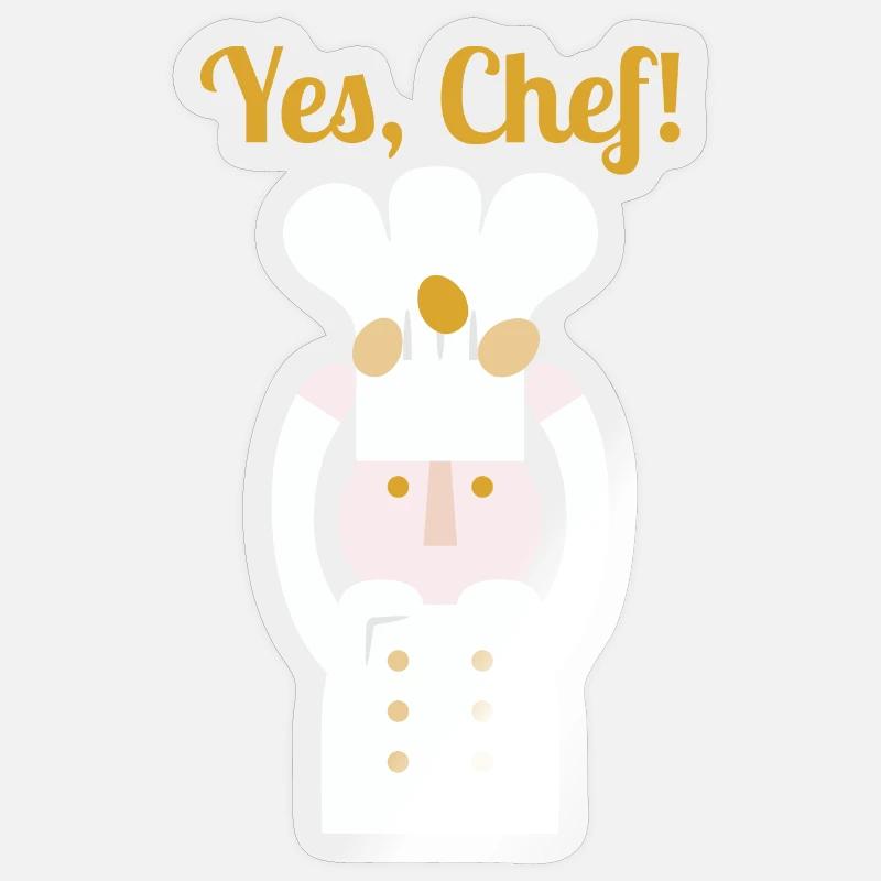 , chef ! l texte - Sticker taille S (10 x 10 cm) - brillant transparent