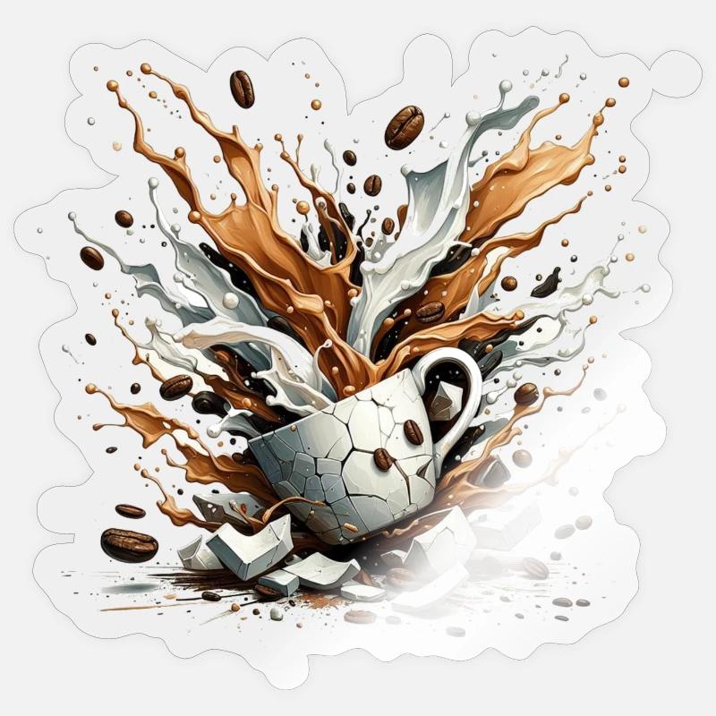 Exploded Coffee - 100% Caffeine - Sticker size S (10 x 10 cm) - transparent glossy