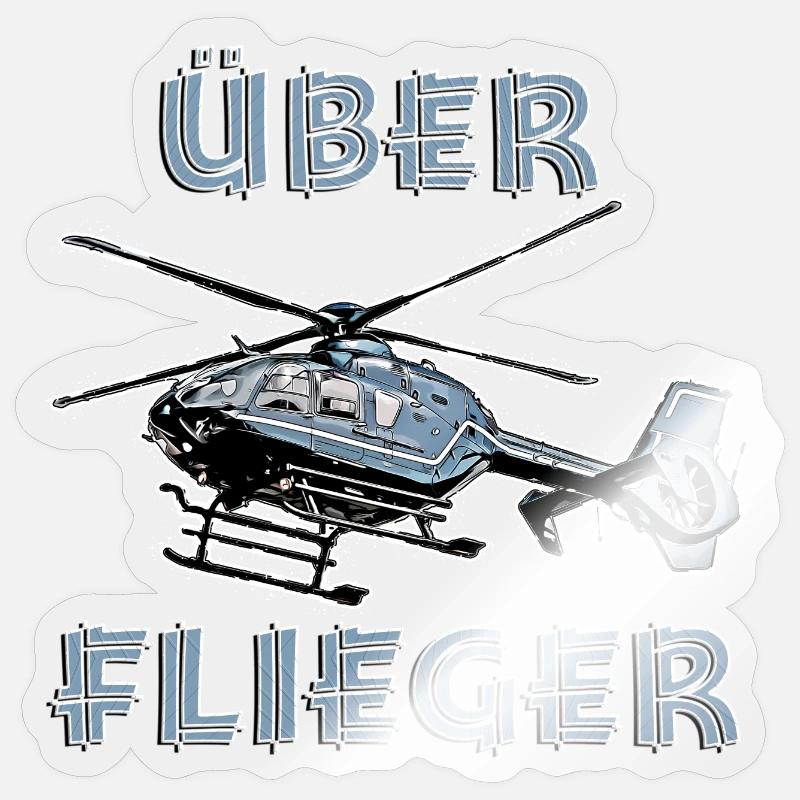 Hélicoptère de haut vol - Sticker taille S (10 x 10 cm) - brillant transparent