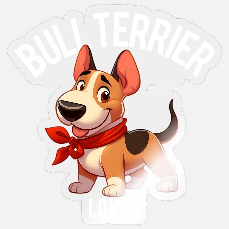 bull terrier lover - Sticker taille S (10 x 10 cm) - brillant transparent