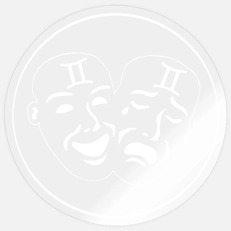 Signe du zodiaque gémeaux (blanc) - Sticker taille S (10 x 10 cm) - brillant transparent