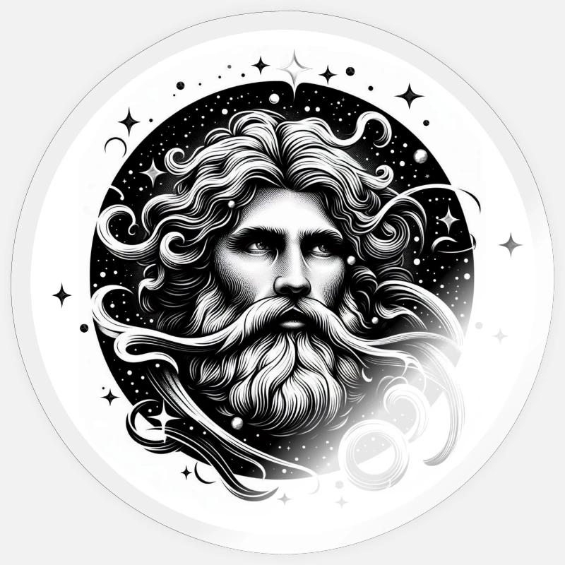 Kosmischer Sternenbart - Wassermann - Sticker Größe S (10 x 10 cm) - Transparent glänzend