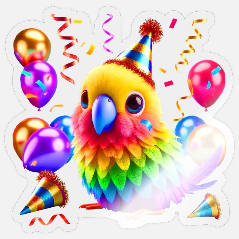 Bunter Party Papagei - Sticker Größe S (10 x 10 cm) - Transparent glänzend