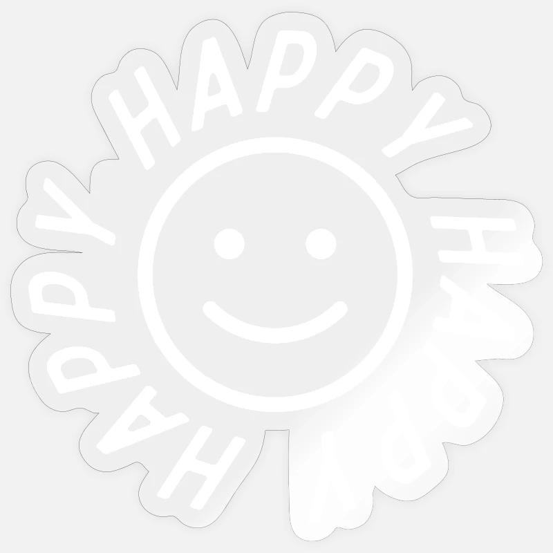 Logo - Heureux - Sticker taille S (10 x 10 cm) - brillant transparent