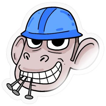 Affe Baustelle Bauarbeiter - Sticker Größe S (10 x 10 cm) - Transparent glänzend - Vorne