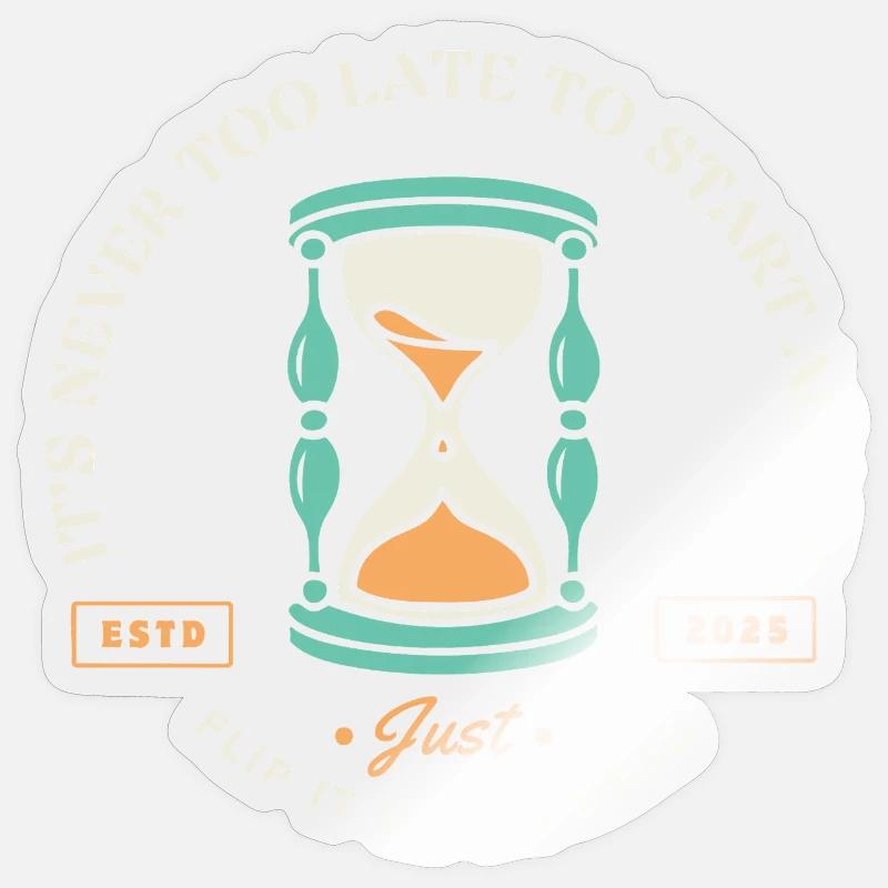 Neustart – Sanduhr der zweiten Chancen - Sticker Größe S (10 x 10 cm) - Transparent glänzend