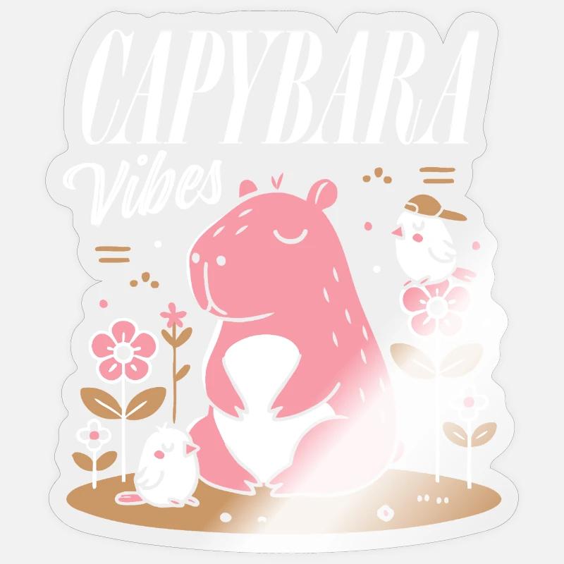 Entspannte Capybara-Vibes - Sticker Größe S (10 x 10 cm) - Transparent glänzend
